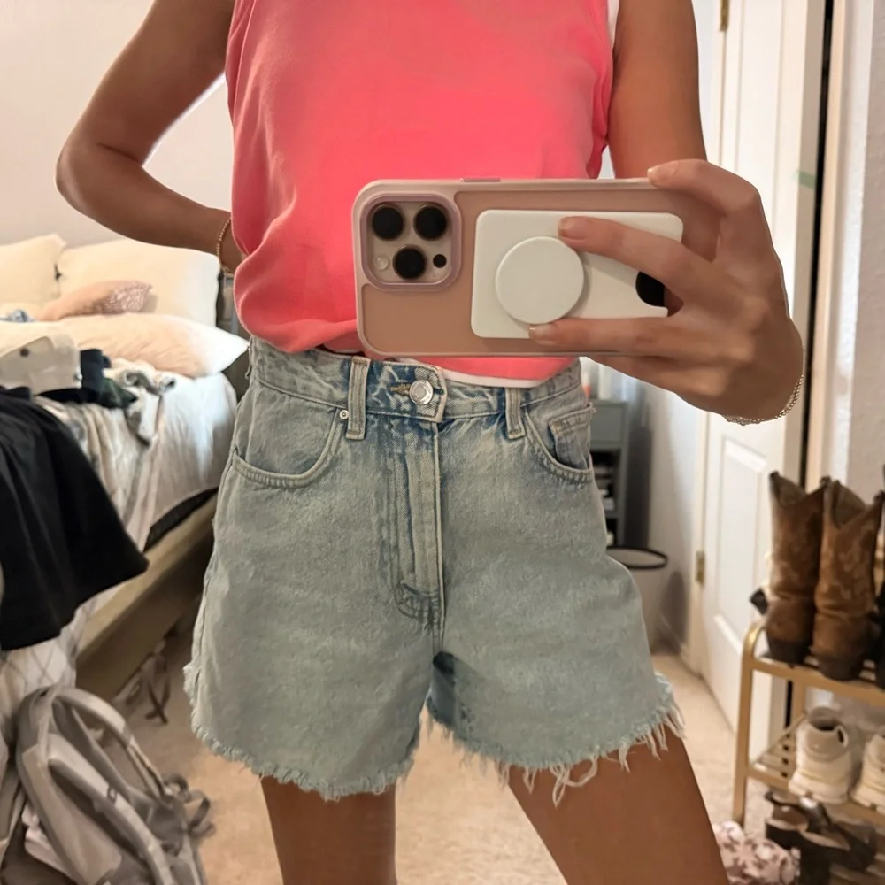 Cotton On Light Blue Frayed Hem Denim Shorts
